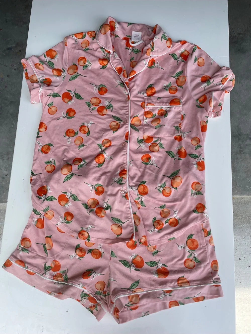 Matching Pajama Set with Orange Fruit Print